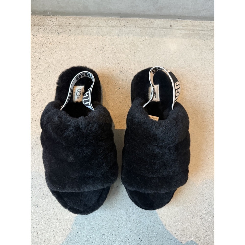 UGG Fluff Yeah Slide Black Slingback Shoes Slippers Women Size 8 NWOT - Picture 4 of 6